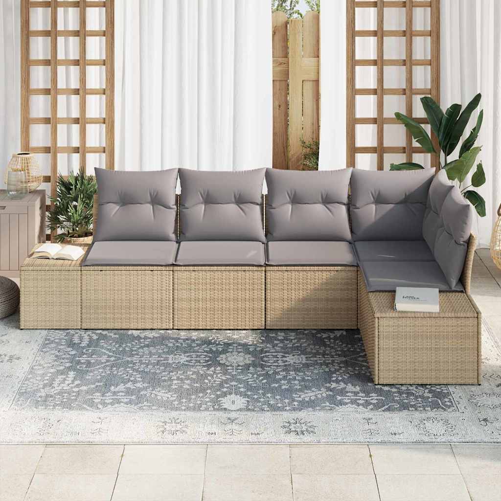Set Divano da Giardino 5 pcs Beige polyrattan