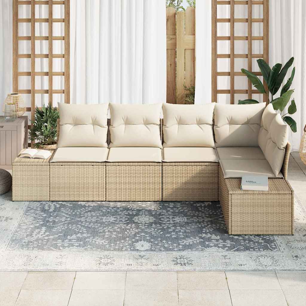 Set Divano da Giardino 5 pcs Beige polyrattan