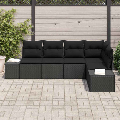 Set Divano da Giardino 5 pcs Nero polyrattan