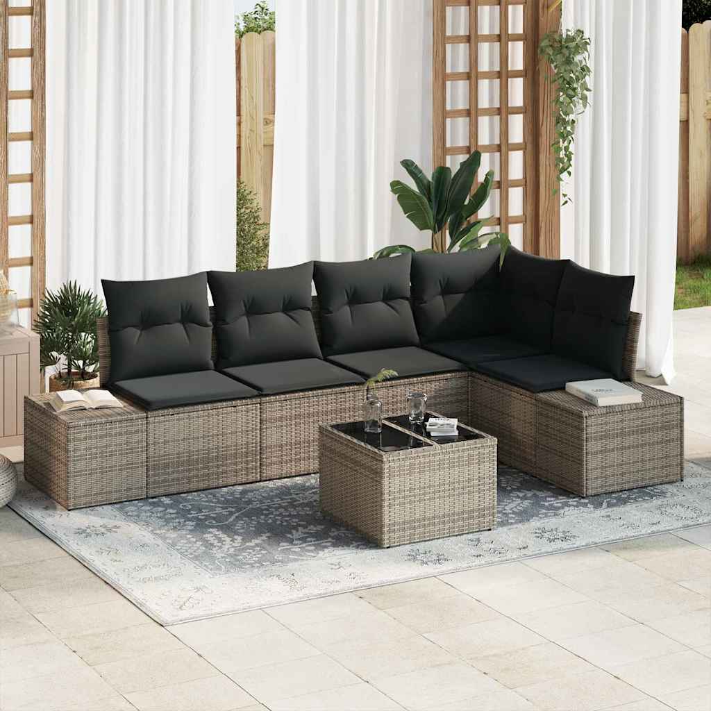 Set Divano da Giardino 6 pcs Grigio polyrattan