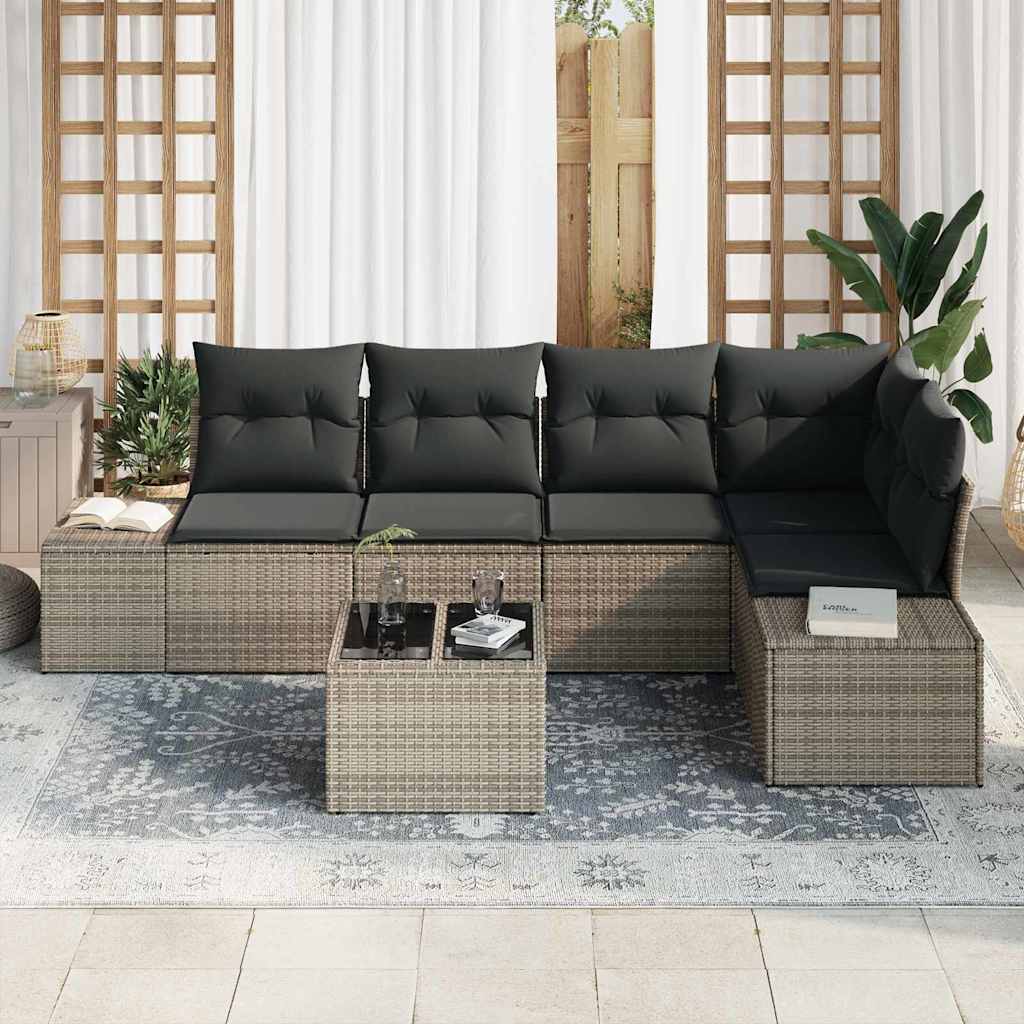 Set Divano da Giardino 6 pcs Grigio polyrattan
