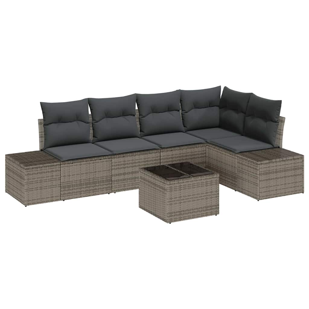 Set Divano da Giardino 6 pcs Grigio polyrattan