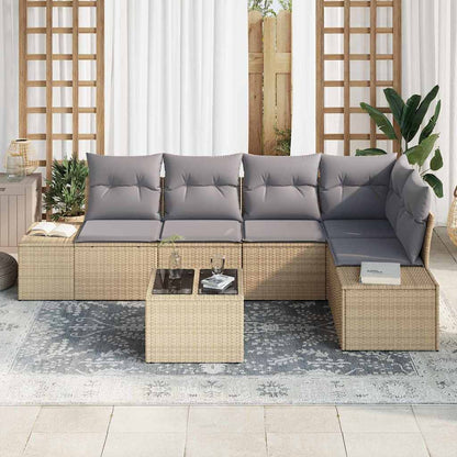 Set Divano da Giardino 6 pcs Beige polyrattan