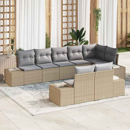 Set Divano da Giardino 8 pcs Beige e grigio polyrattan