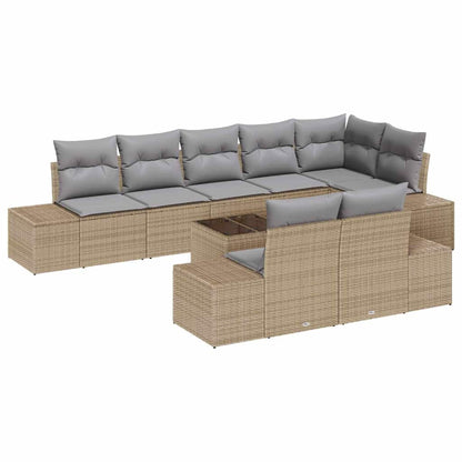 Set Divano da Giardino 9 pcs Beige e grigio polyrattan