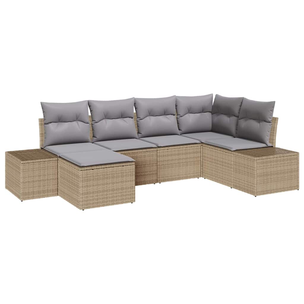 Set Divano da Giardino 6 pcs Beige e grigio polyrattan