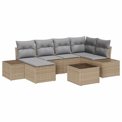 Set Divano da Giardino 7 pcs Beige e grigio polyrattan
