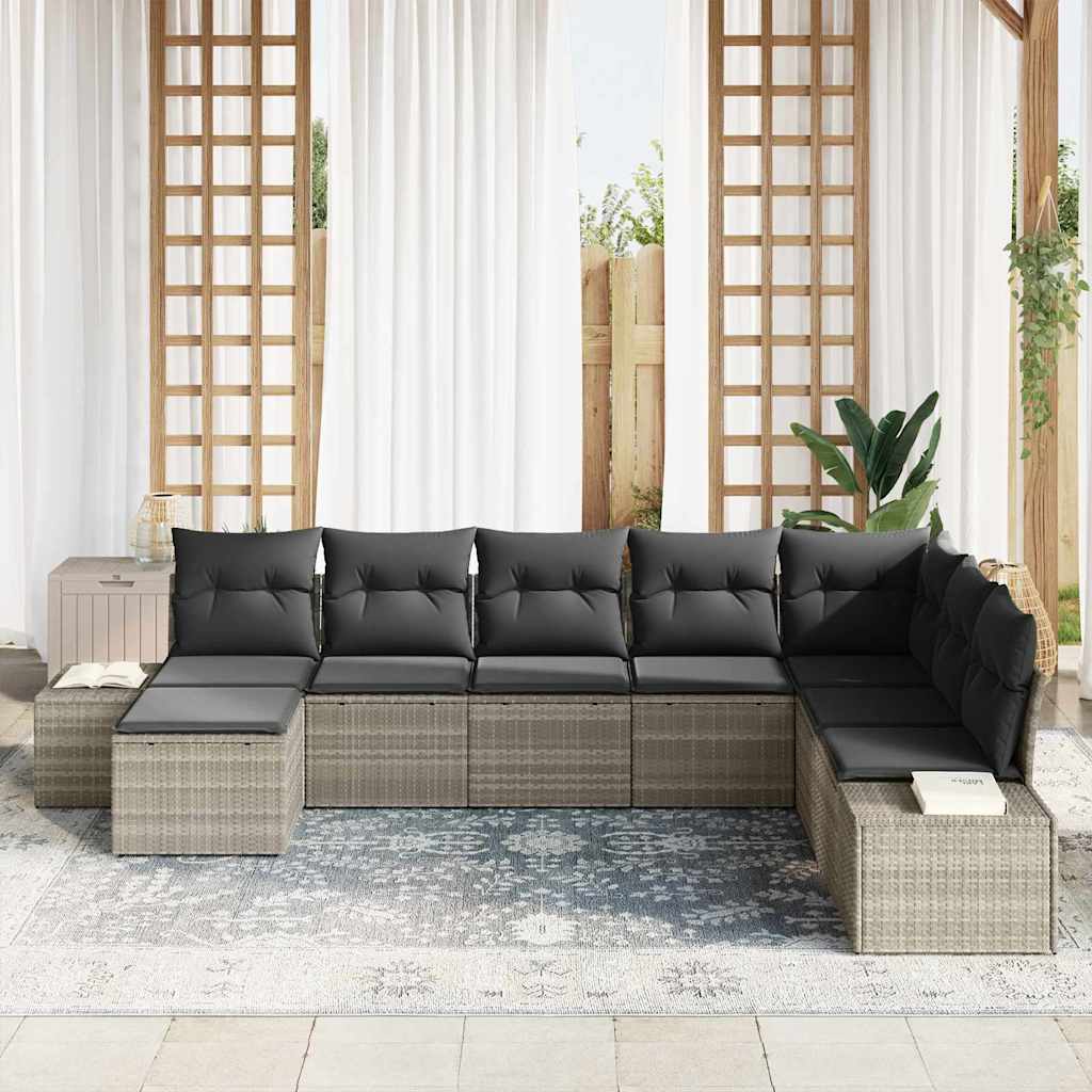 Set Divano da Giardino con cuscino 8 pcs polyrattan