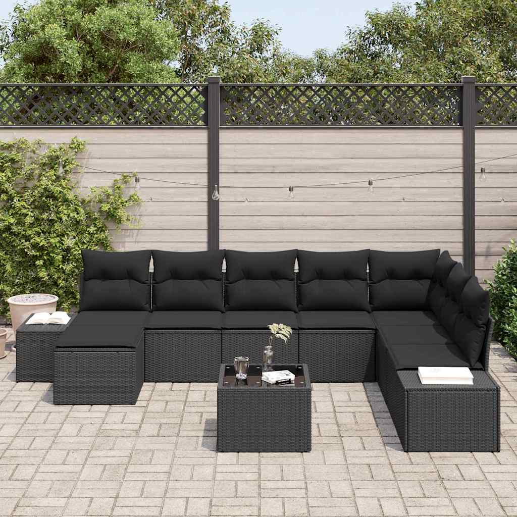 Set Divano da Giardino con cuscino 9 pcs polyrattan