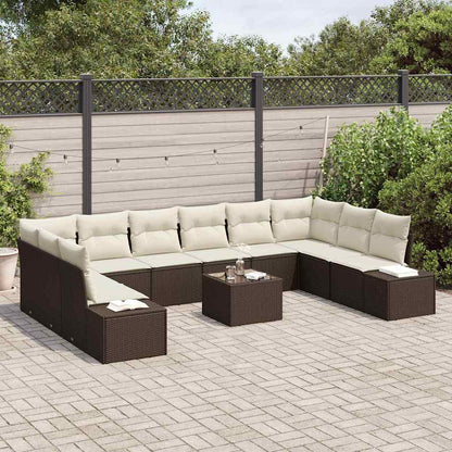 Set Divano da Giardino con cuscino 11 pcs Marrone polyrattan
