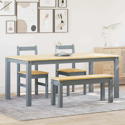 Set da Pranzo 4 pz Panama Grigio in Legno Massello di Pino