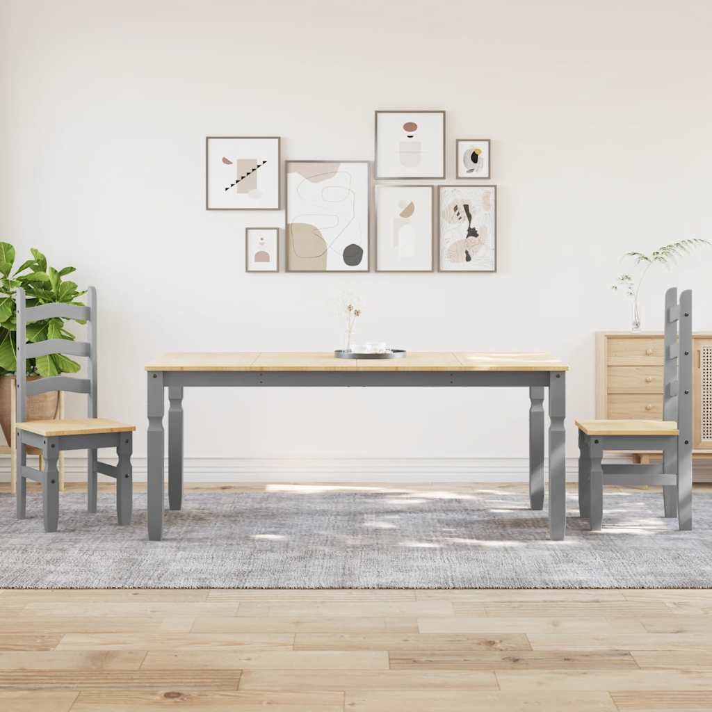 Set da Pranzo 3 pz Panama Grigio in Legno Massello di Pino