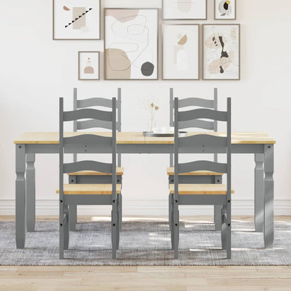 Set da Pranzo 5 pz Panama Grigio in Legno Massello di Pino