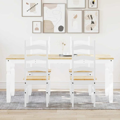 Set da Pranzo 5 pz Panama Bianco in Legno Massello di Pino