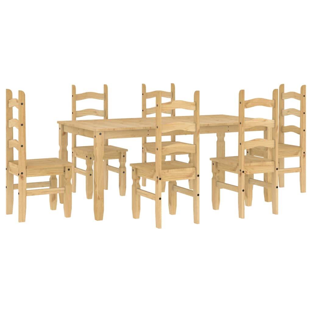 Set da Pranzo 7 pz Panama in Legno Massello di Pino