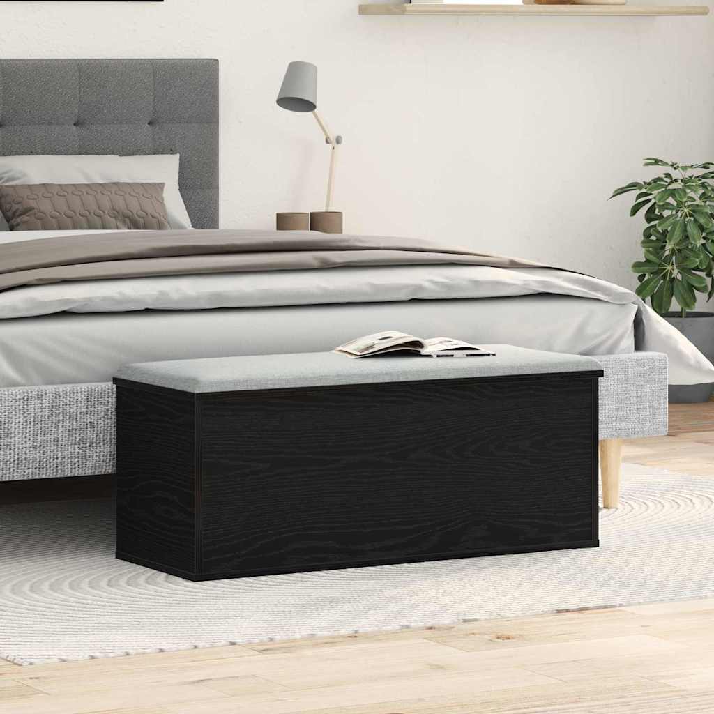 Scatola di Stoccaggio Rovere Nero 90 x 35 x 35 cm