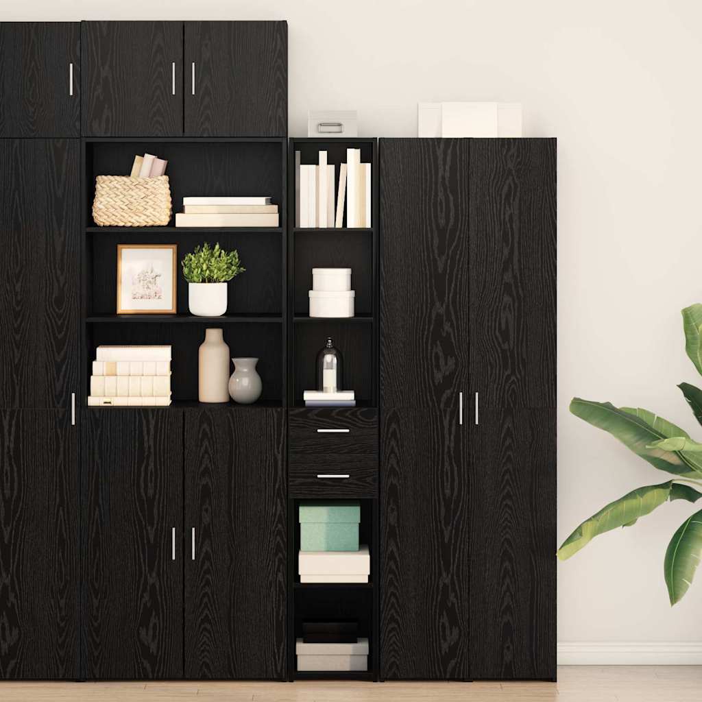 Libreria con cassetto Rovere Nero 30 x 42.4 x 185.2 cm