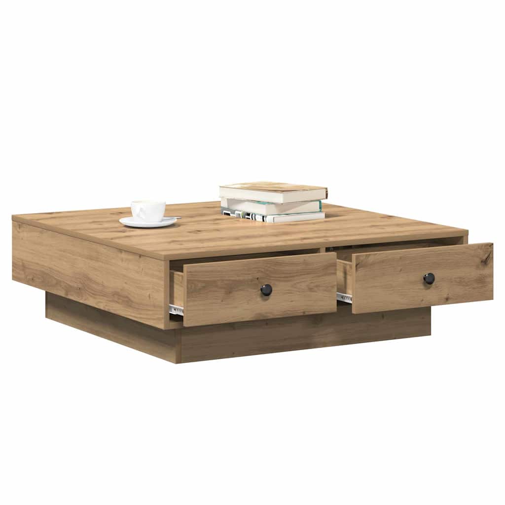 Tavolino da salotto Rovere artigianale 90 x 90 x 28 cm