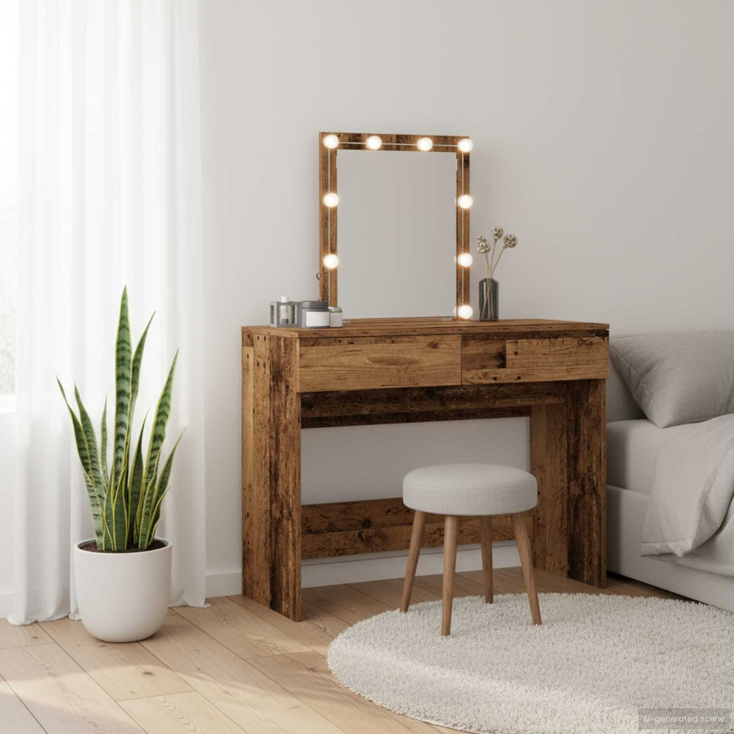 Tavolo da Trucco con cassetto Legno vecchio 100 x 40 x 130 cm