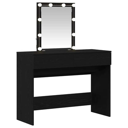 Tavolo da Trucco con cassetto Rovere Nero 100 x 40 x 130 cm