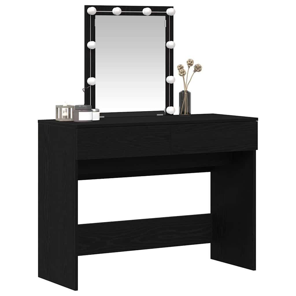 Tavolo da Trucco con cassetto Rovere Nero 100 x 40 x 130 cm