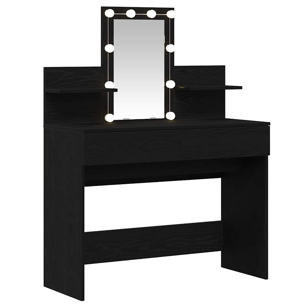 Tavolo da Trucco con cassetto Rovere Nero 100 x 40 x 130 cm