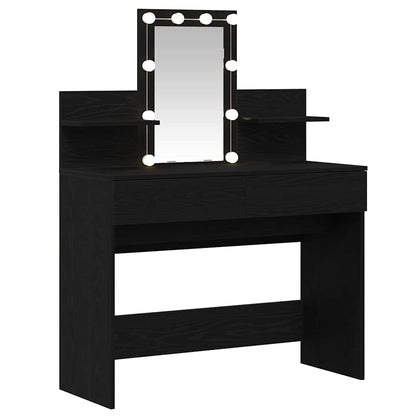 Tavolo da Trucco con cassetto Rovere Nero 100 x 40 x 130 cm