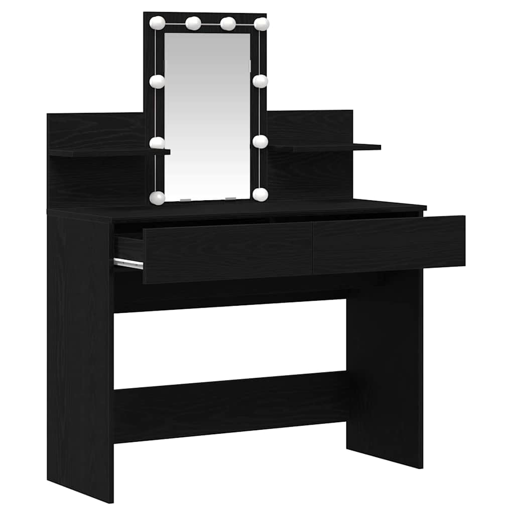 Tavolo da Trucco con cassetto Rovere Nero 100 x 40 x 130 cm