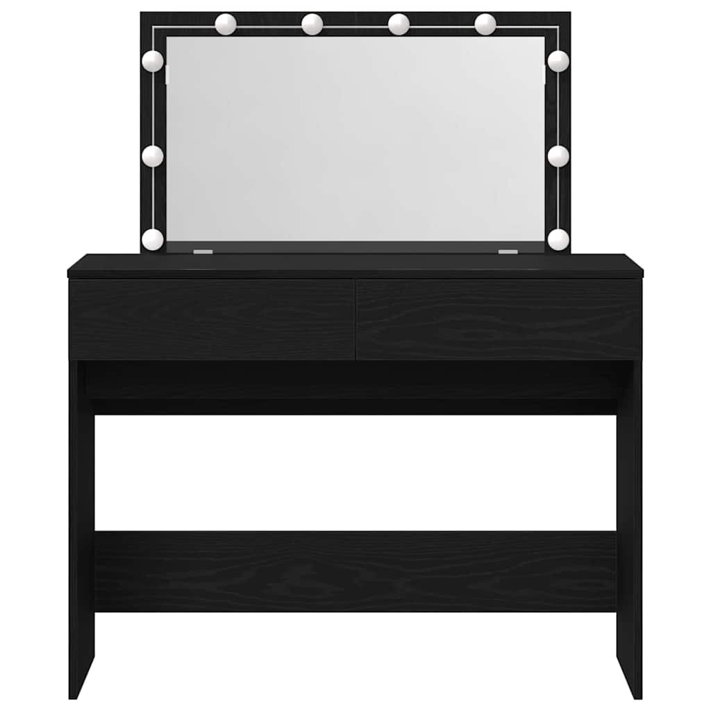 Tavolo da Trucco con cassetto Rovere Nero 100 x 40 x 120 cm