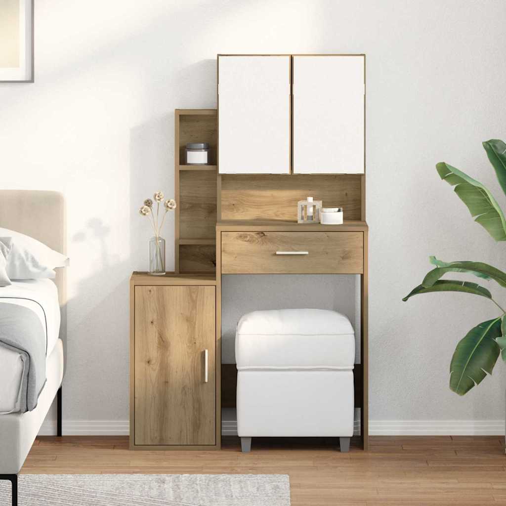 Tavolo da Trucco con porta Rovere artigianale 80 x 35 x 132 cm