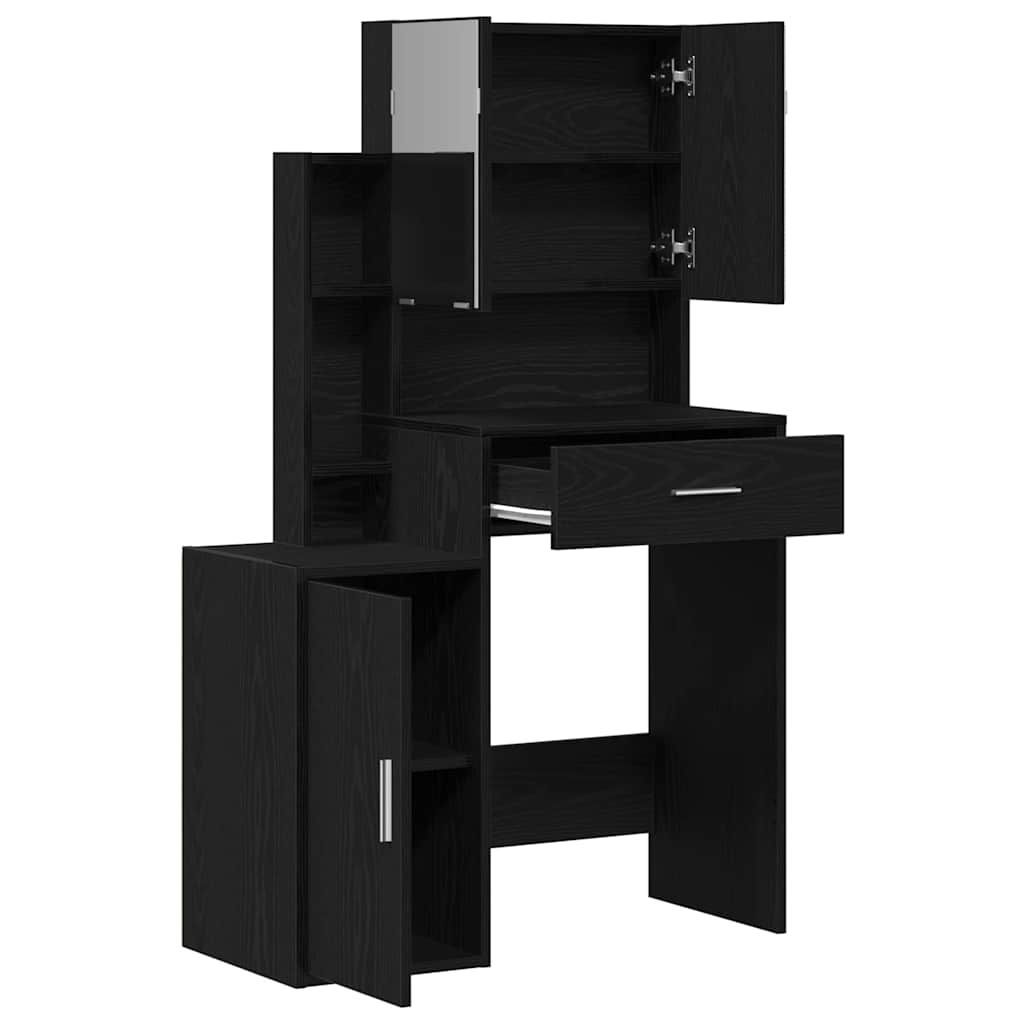 Tavolo da Trucco Rovere Nero 80 x 35 x 132 cm Legno multistrato
