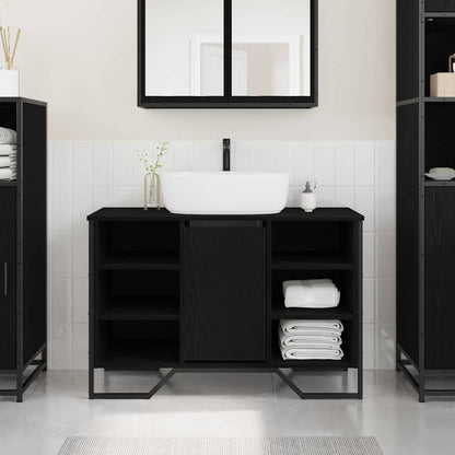 Armadio per Lavabo da Bagno Rovere Nero 91 x 35 x 60 cm