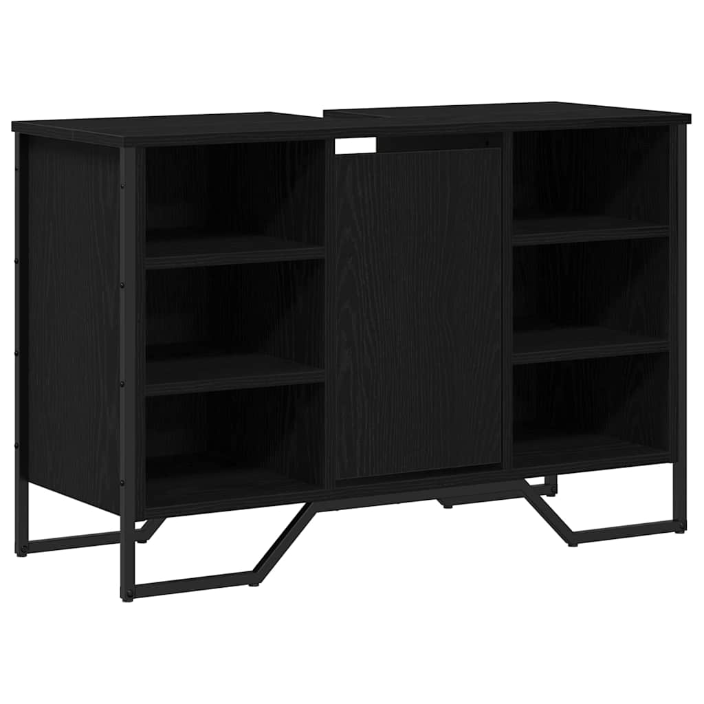 Armadio per Lavabo da Bagno Rovere Nero 91 x 35 x 60 cm