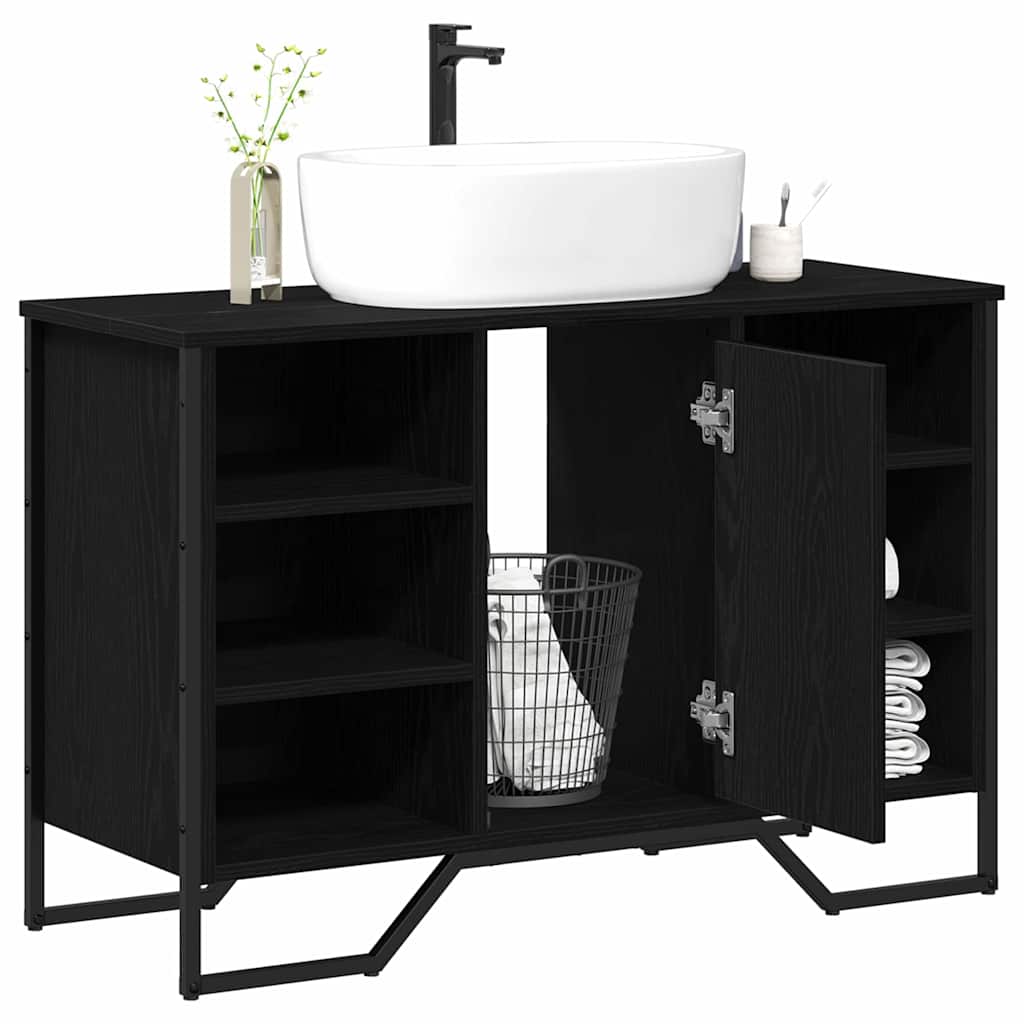 Armadio per Lavabo da Bagno Rovere Nero 91 x 35 x 60 cm