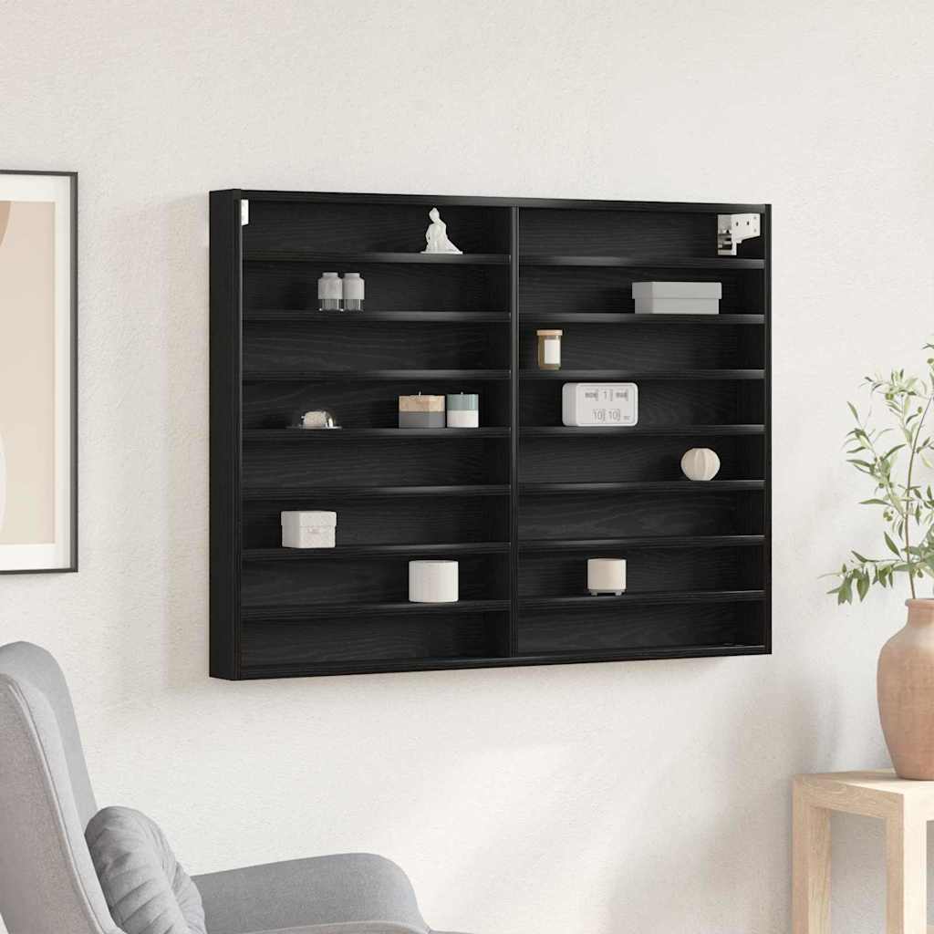 Vetrina Rovere Nero 100 x 8,5 x 75 cm Legno multistrato