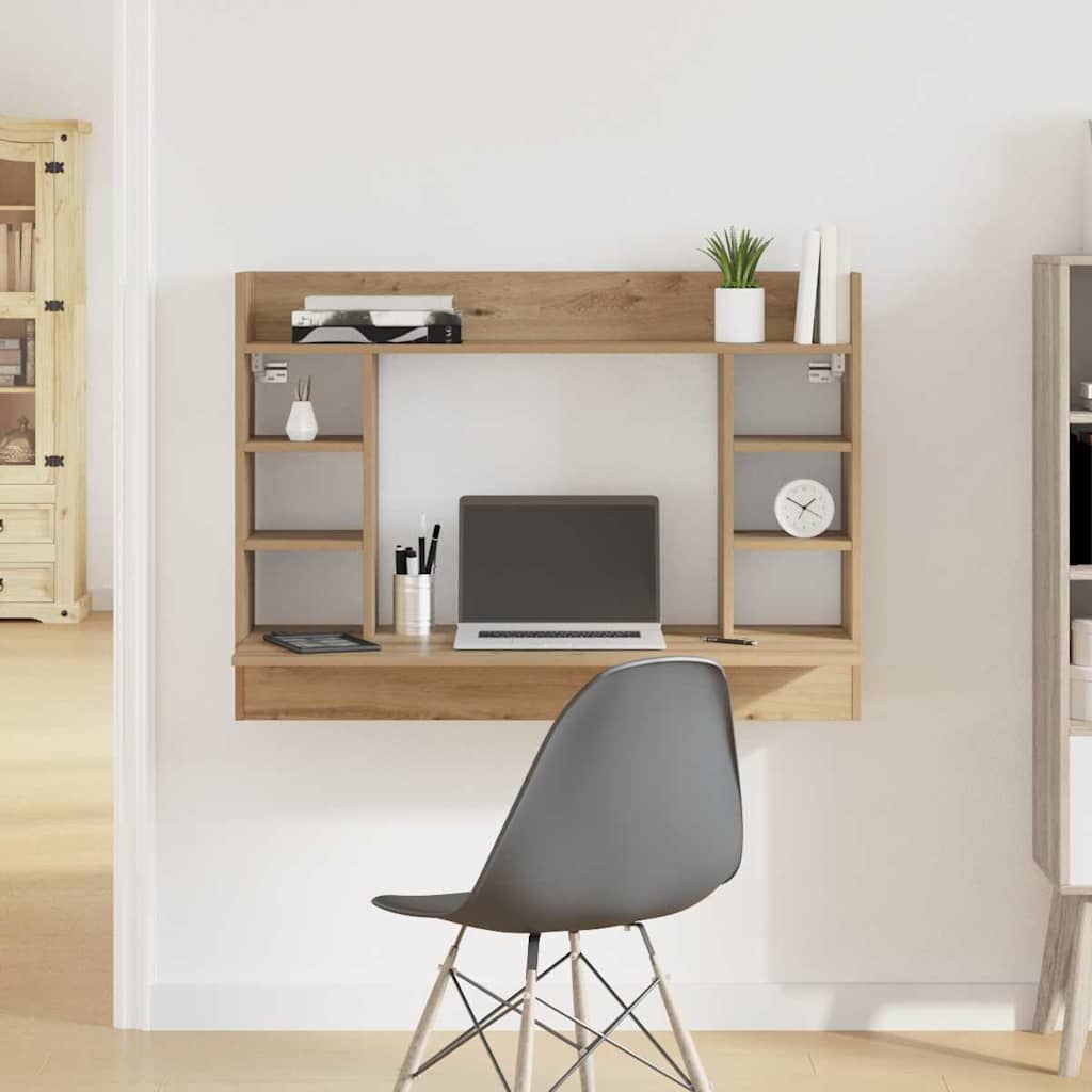 Scrivania a parete rovere artigianale 105 x 48 x 75 cm