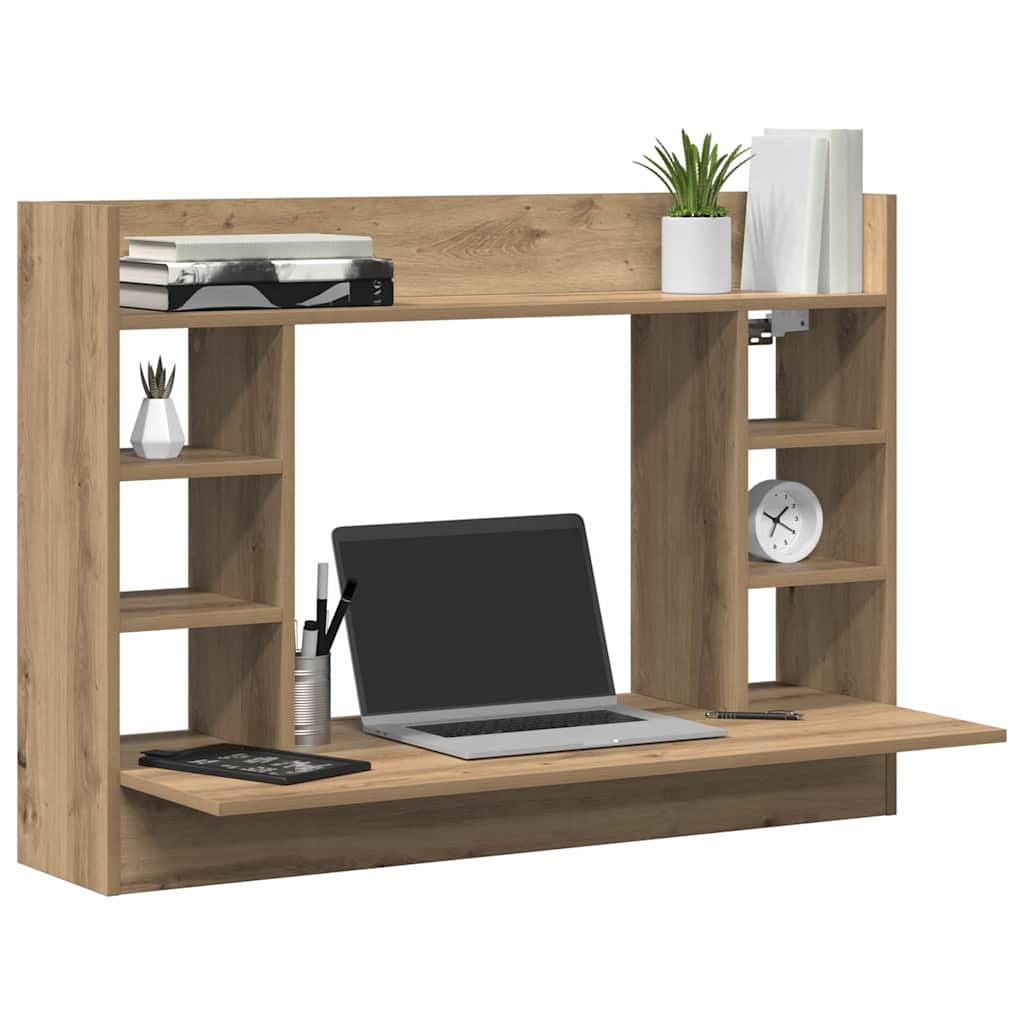 Scrivania a parete rovere artigianale 105 x 48 x 75 cm