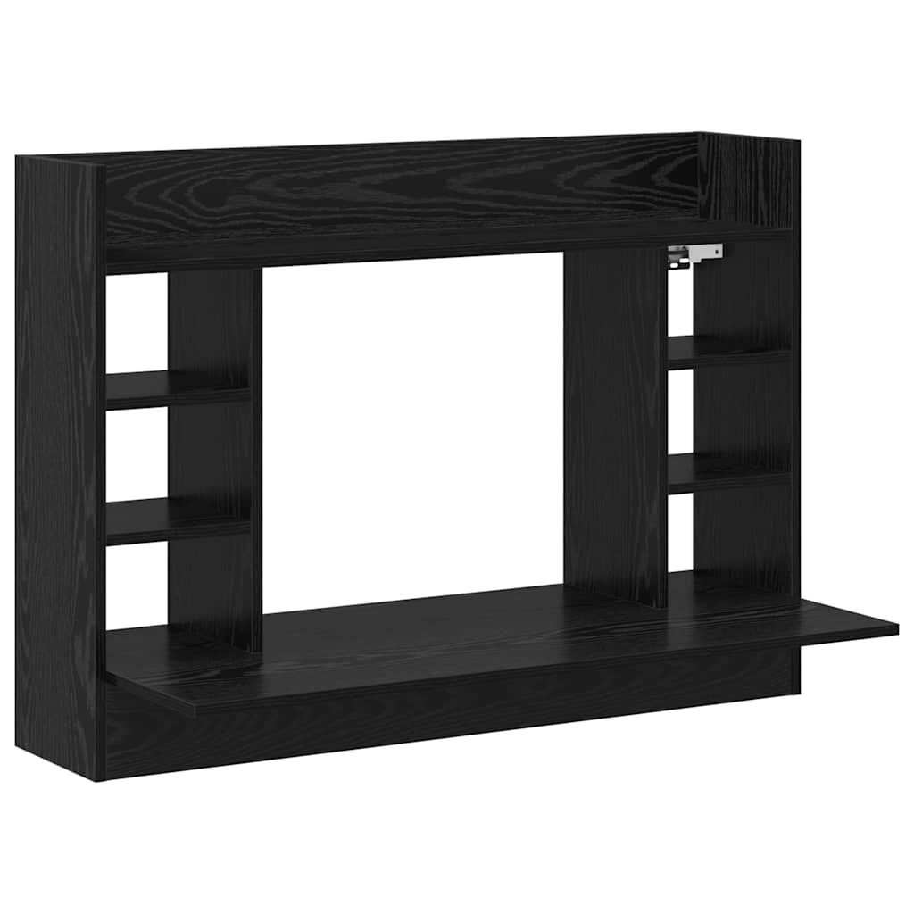 Scrivania a parete con lo scaffale Rovere nero 105 x 48 x 75 cm