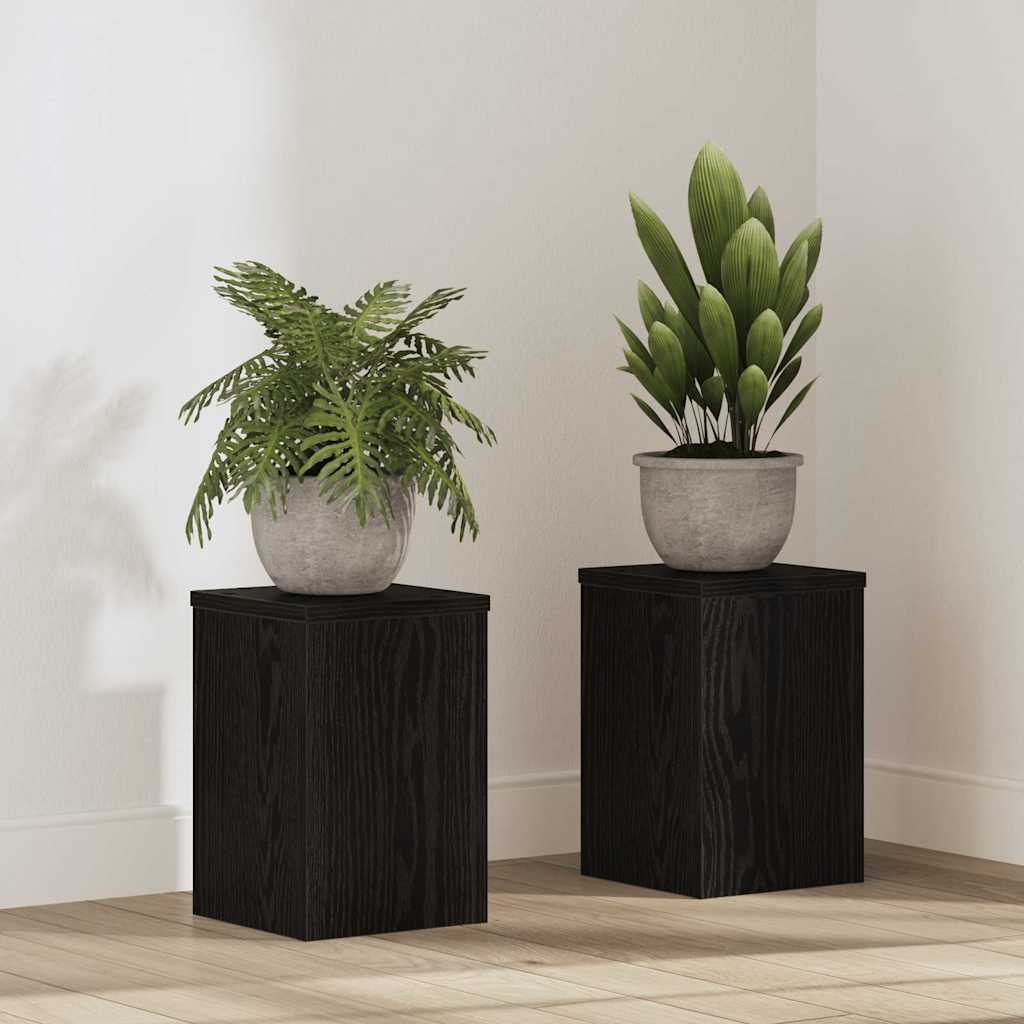 Supporto per piante 2 pcs Rovere Nero 20 x 20 x 30 cm