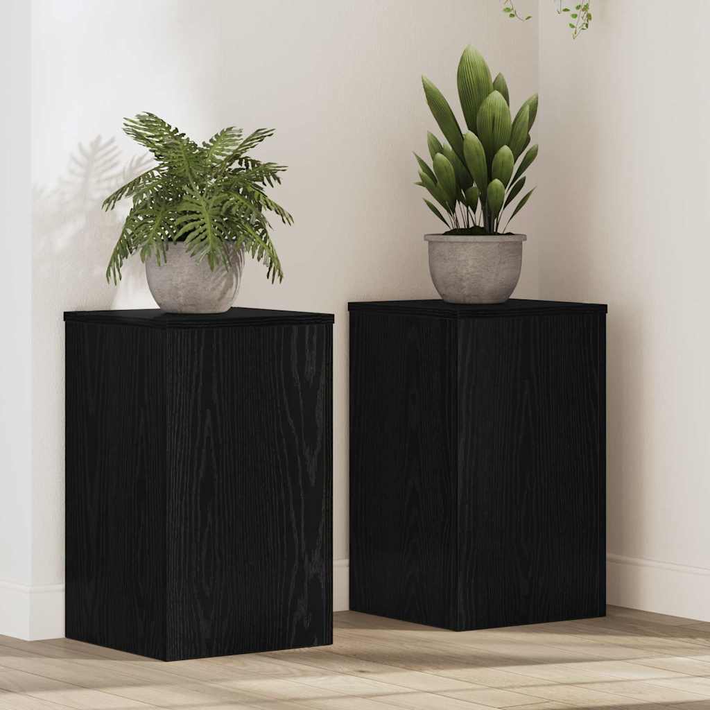 Supporto per piante 2 pcs Rovere Nero 30 x 30 x 50 cm