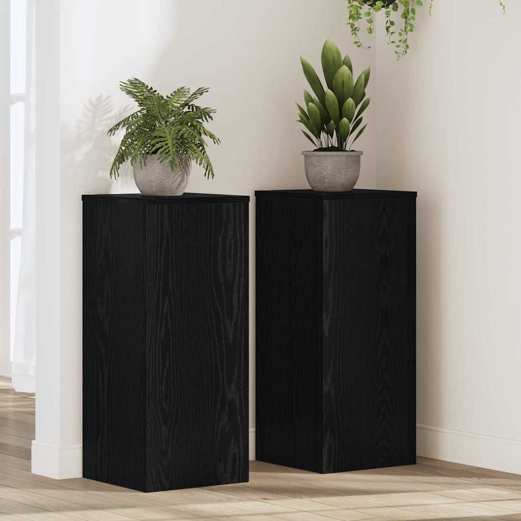Supporto per piante 2 pcs Rovere Nero 30 x 30 x 70 cm