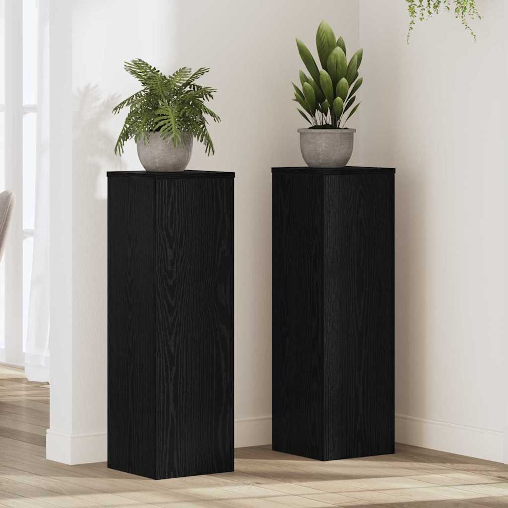 Supporto per piante 2 pcs Rovere Nero 25 x 25 x 80 cm