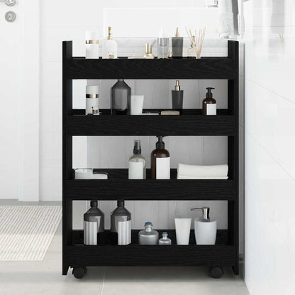 Carrello di Stoccaggio Stretto Rovere Nero 60 x 20 x 82 cm