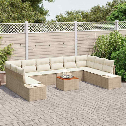 Set Divano da Giardino con cuscino 11 pcs Beige polyrattan