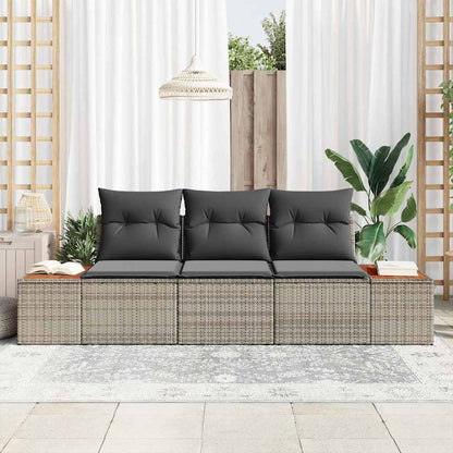 Set Divano da Giardino con cuscino 3 pcs Grigio polyrattan