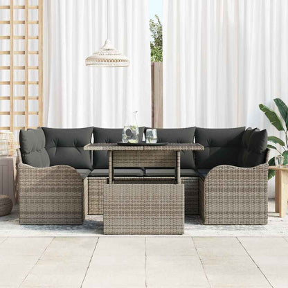Set Divano da Giardino 7 pcs Grigio e Grigio Scuro polyrattan