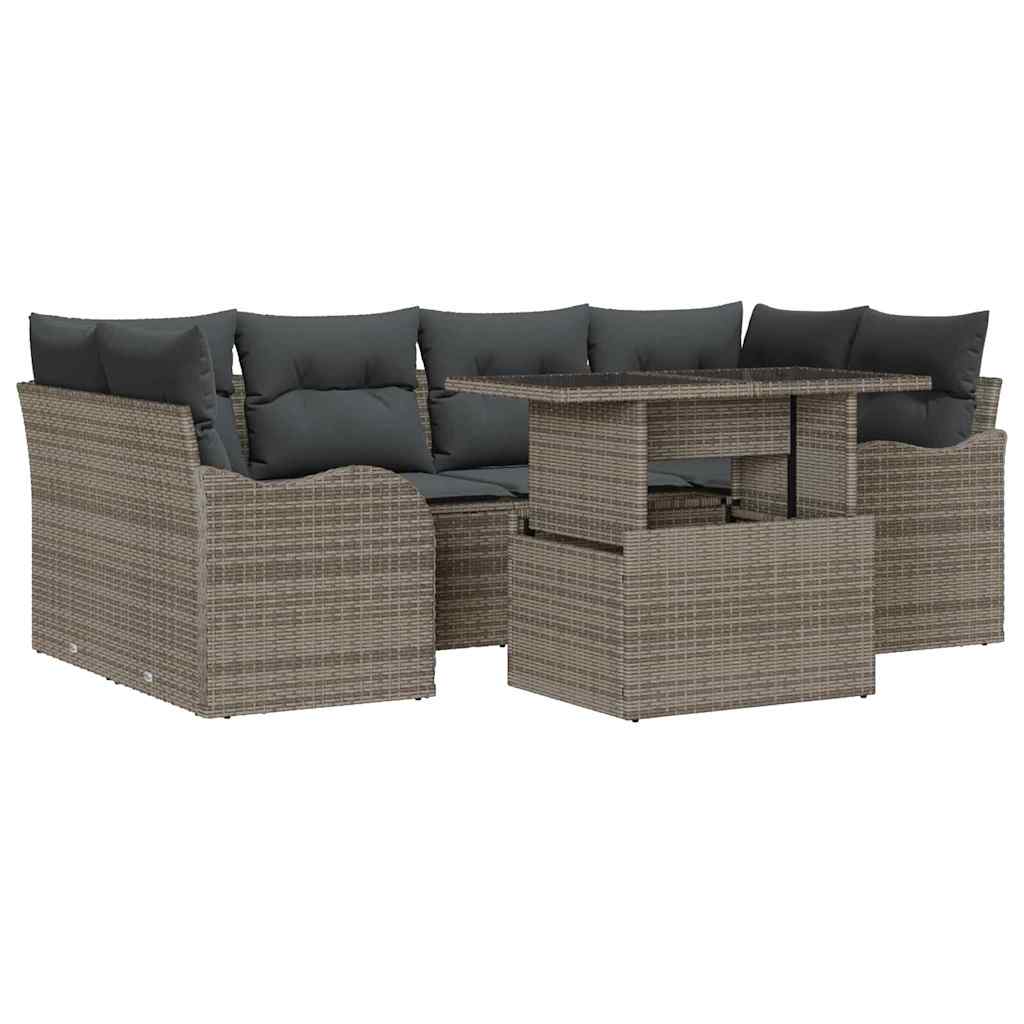 Set Divano da Giardino 7 pcs Grigio e Grigio Scuro polyrattan