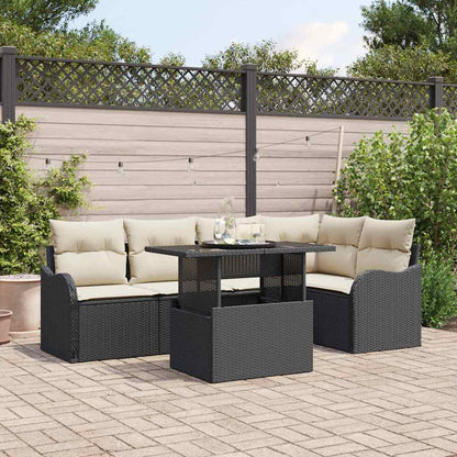 Set da pranzo con cuscino 6 pcs Nero Poly Rattan