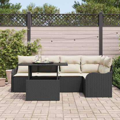 Set da pranzo con cuscino 6 pcs Nero Poly Rattan