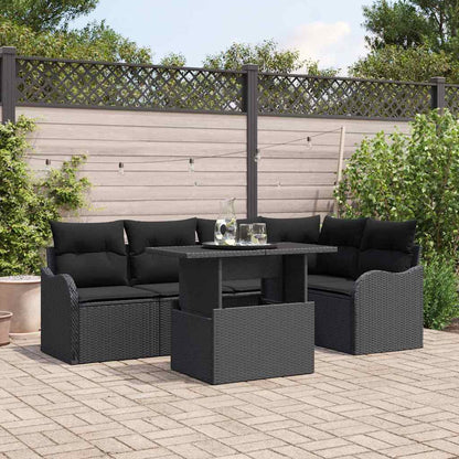 Set da pranzo con cuscino 6 pcs Nero Poly Rattan